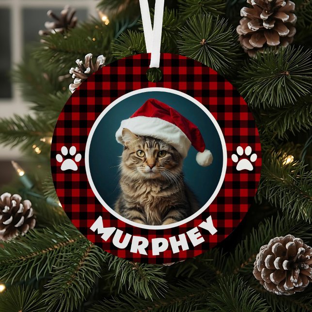 Red & Black Plaid Christmas Custom Pet Metal Tree Decoration (Creator Uploaded)