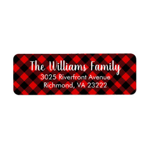 Red Black Plaid Christmas Return Address Return Address Label