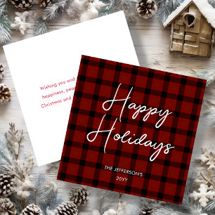Red & Black Plaid Happy Holidays Holiday Card