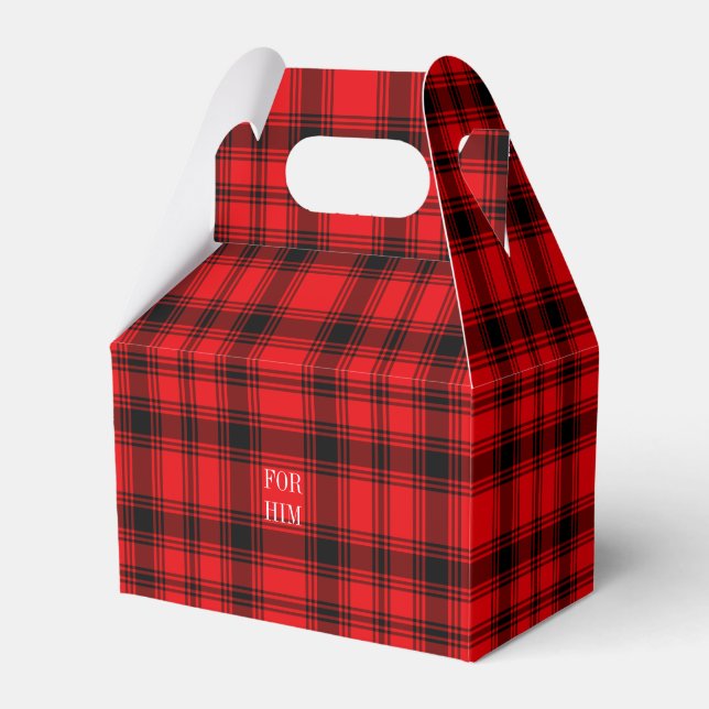 Red Black Plaid Men's Favour Box (Front Side)