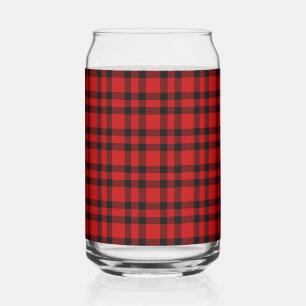Red Black Plaid Pattern Can Glass