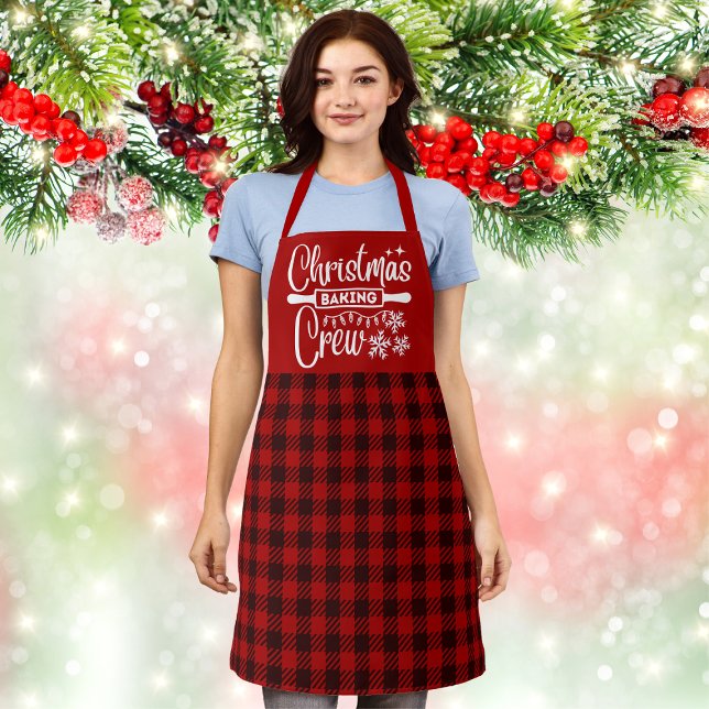 Red Black Plaid Pattern Christmas Baking Crew Apron (Red Black Plaid Pattern Christmas Baking Crew Apron
)