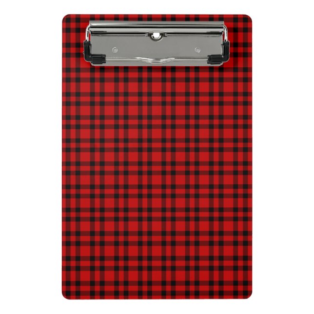 Red Black Plaid Pattern Mini Clipboard (Front)