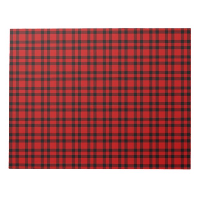 Red Black Plaid Pattern Notepad (Front)