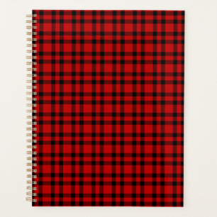 Red Black Plaid Pattern Planner