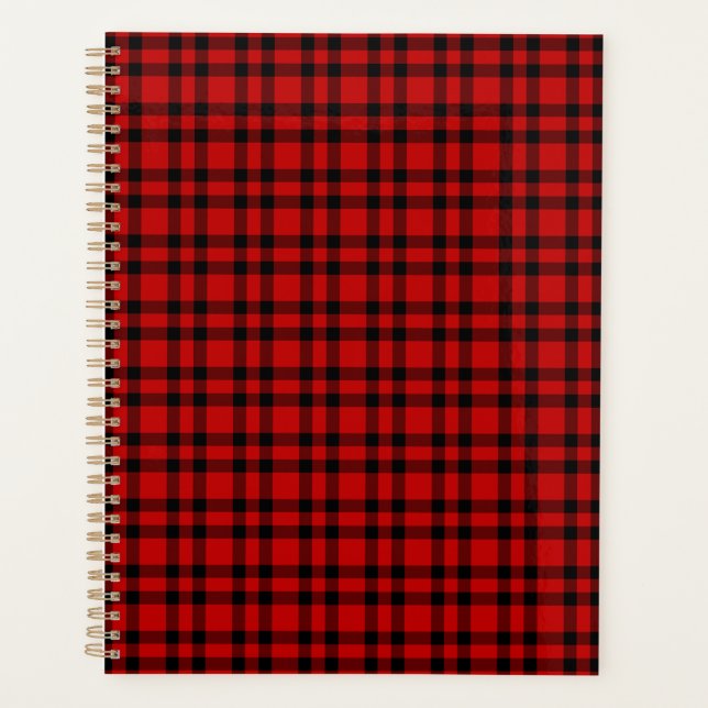 Red Black Plaid Pattern Planner (Front)