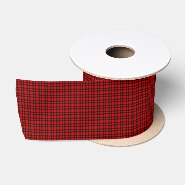 Red Black Plaid Pattern Satin Ribbon (Spool)