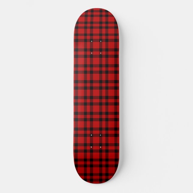 Red Black Plaid Pattern Skateboard (Front)