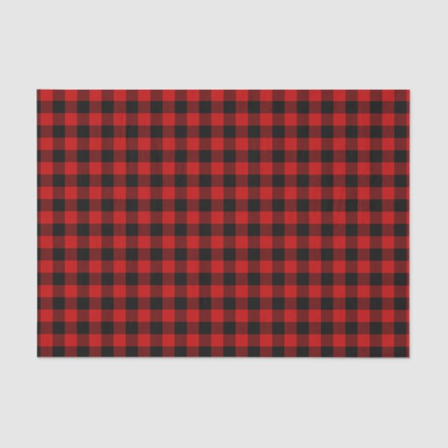 Red Black Plaid Pattern Tissue Paper (Front)