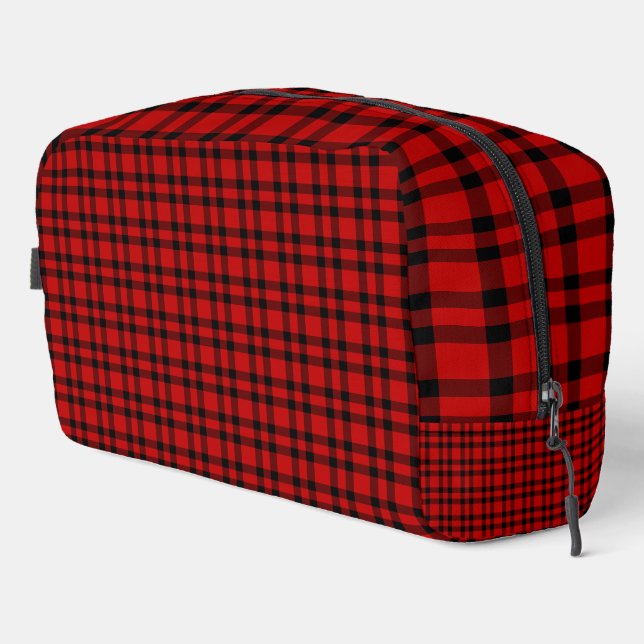 Red Black Plaid Pattern Toiletry Bag (Right Corner)