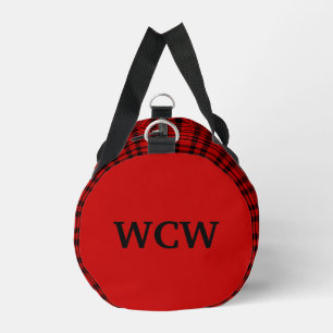 Red Black Plaid Personalise Pattern Small Duffle Bag