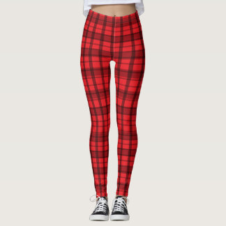 Red & Black Plaid Personalised Leggings