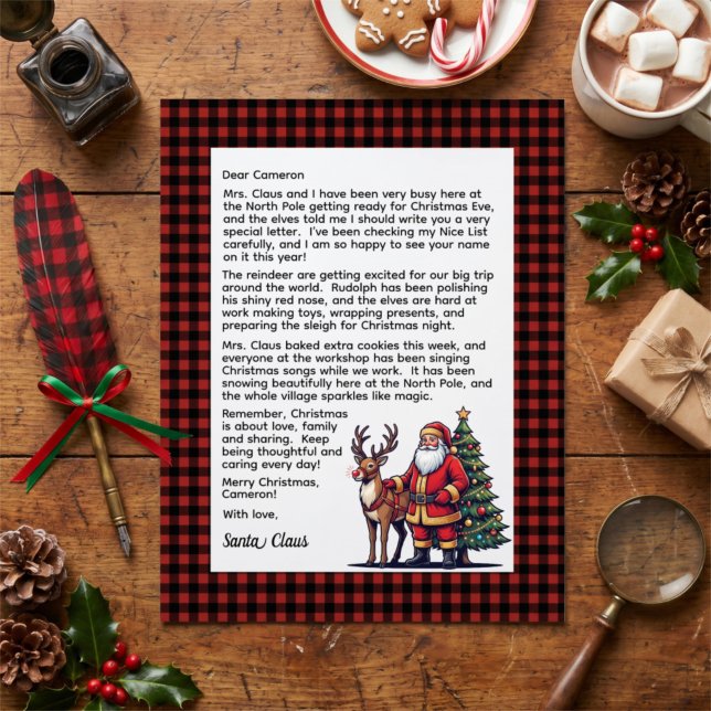 Red & Black Plaid Personalised Letter From Santa (Creator Uploaded)