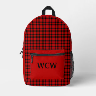Red Black Plaid Personalize Pattern Printed Backpack