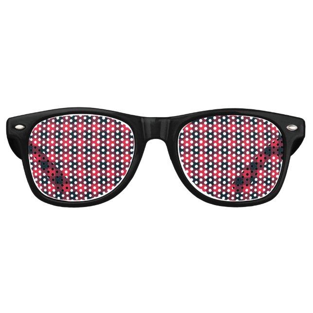 Red Black Plaid Seamless Pattern Retro Sunglasses (Front)