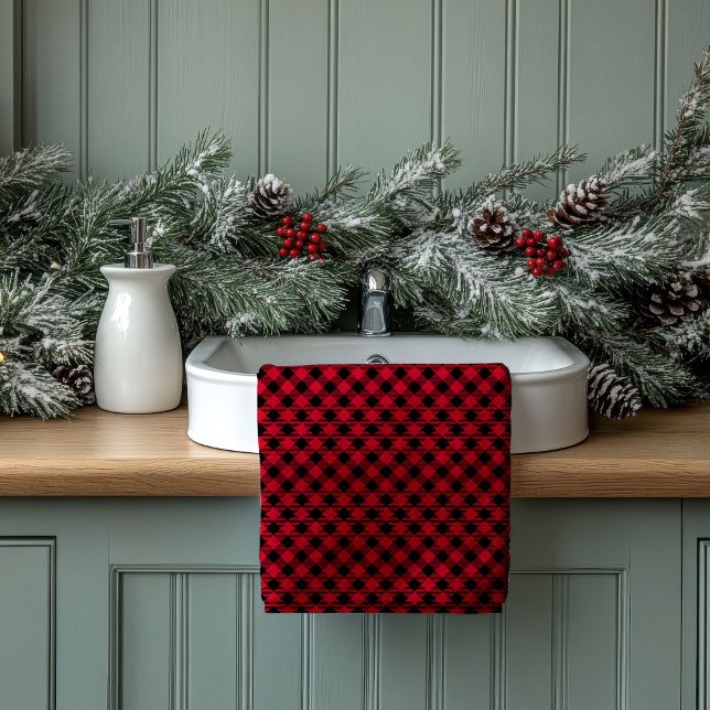 Red Black Plaid Towels Cosy Gift for New Homeowner (Red Black Plaid Towels Cozy Gift for New Homeowners)