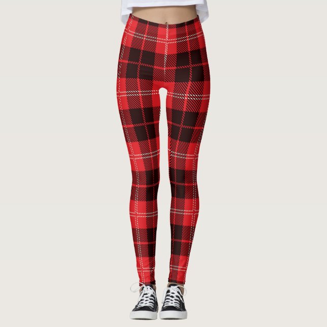 Red/Black Plaid Women's Leggings (Front)