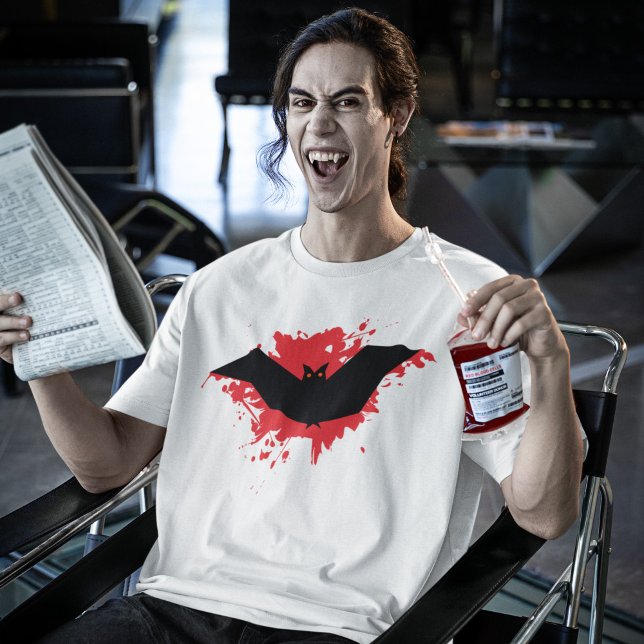 Red Black Playful Bat Spooky Halloween T-Shirt (Creator Uploaded)