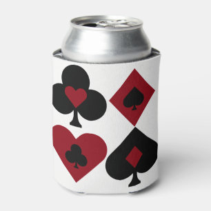 Red & Black Poker Card Deck Suits Can Cooler