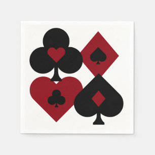Red & Black Poker Card Deck Suits Napkin