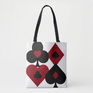Red & Black Poker Card Deck Suits Tote Bag