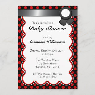 Red & Black Polka Dot Baby Shower Invitations