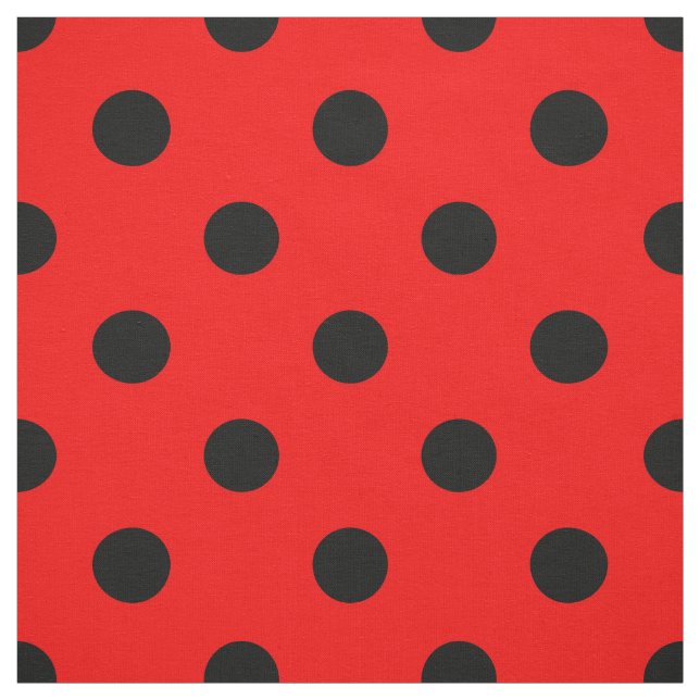 Red Black Polka Dots Textile Fabric (Swatch)