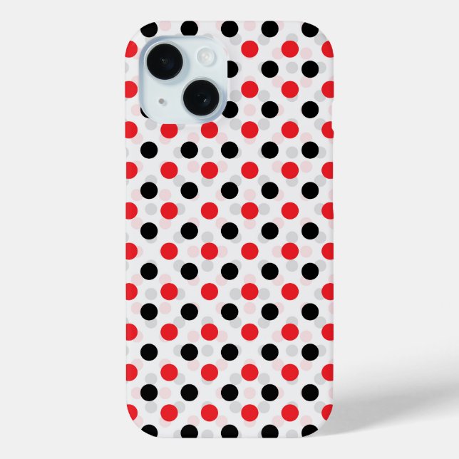 Red Black Polka Dots Textile Pattern Design Case-Mate iPhone Case (Back)