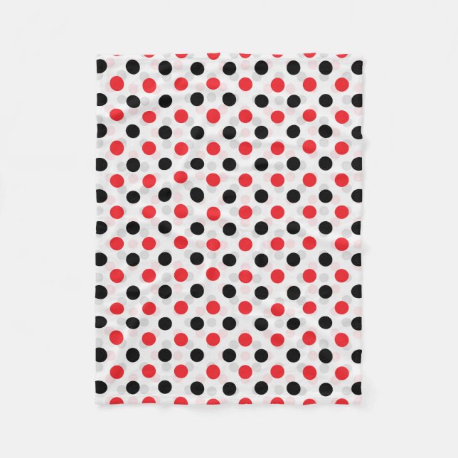 Red Black Polka Dots Textile Pattern Design Fleece Blanket (Front)