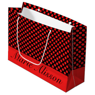 Red & black polka dots vintage pattern unique large gift bag