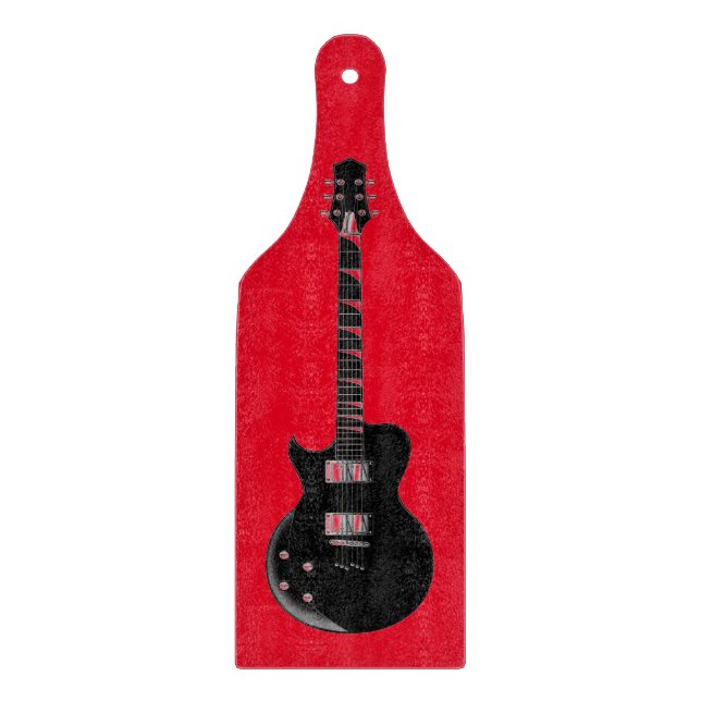 Red Black Pop Art Electric Guitar Cutting Board (Front)