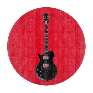 Red Black Pop Art Electric Guitar Cutting Board