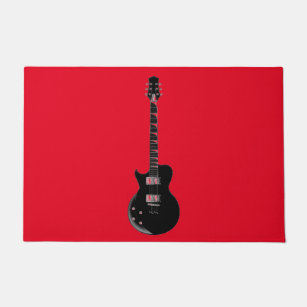 Red Black Pop Art Electric Guitar Doormat