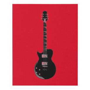 Red Black Pop Art Electric Guitar Faux Canvas Print