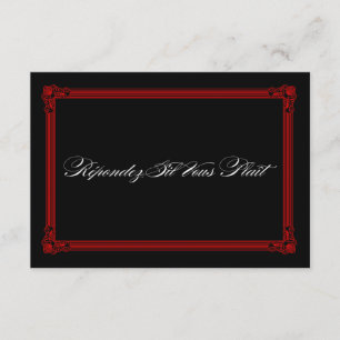 Red & Black Poster Style Wedding RSVP Cards