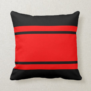 Red Black Race Stripes Add Text Throw Pillow