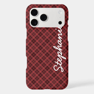 Red Black Retro Tartan Plaid Name