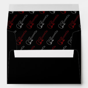 Red & Black Rock 'n' Roll Music Themed Wedding Envelopes