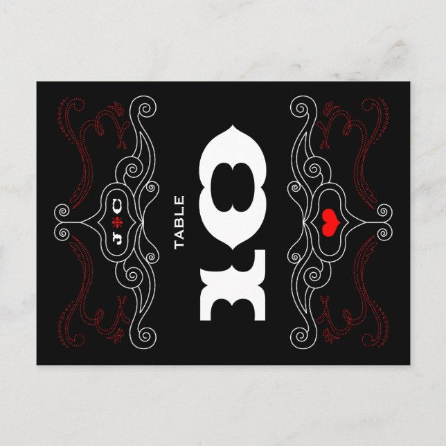Red & Black Rock 'n' Roll Music Themed Wedding Postcard (Front)