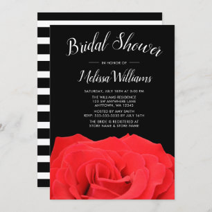Red & Black Rose Bridal Shower Invitations