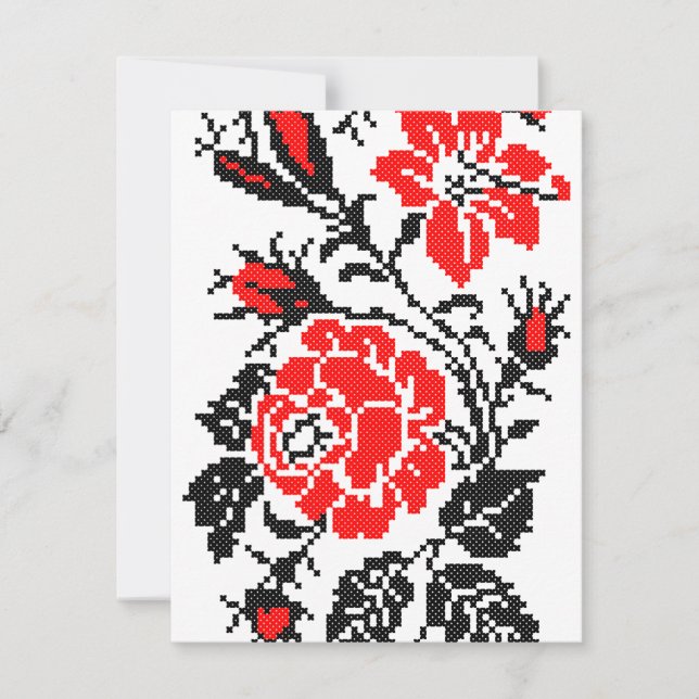 Red&Black Rose cross-stitch Russian Pattern (Front)