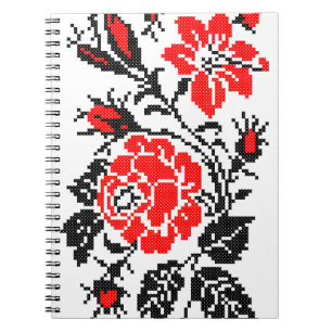 Red&Black Rose cross-stitch Russian Pattern Notebook
