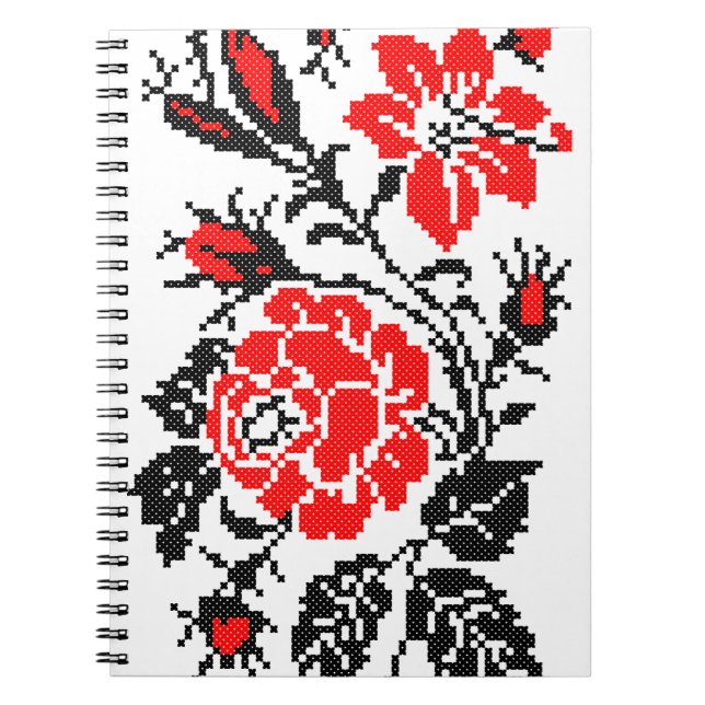 Red&Black Rose cross-stitch Russian Pattern Notebook (Front)