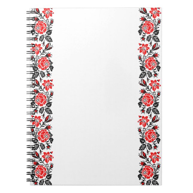 Red&Black Rose cross-stitch Russian Pattern Notebook (Front)