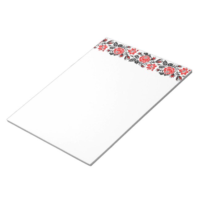 Red&Black Rose cross-stitch Russian Pattern Notepad (Angled)