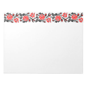Red&Black Rose cross-stitch Russian Pattern Notepad