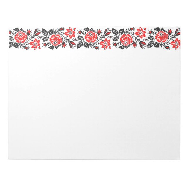 Red&Black Rose cross-stitch Russian Pattern Notepad (Front)