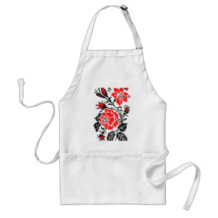 Red&Black Rose cross-stitch Russian Pattern Standard Apron