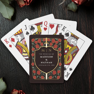 Red Black Royal Sword Shield Wedding Favor Playing Cards