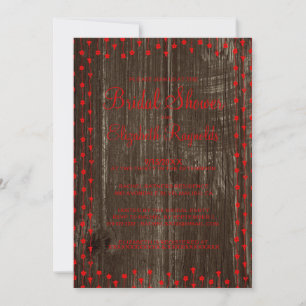 Red Black Rustic Country Bridal Shower Invitations